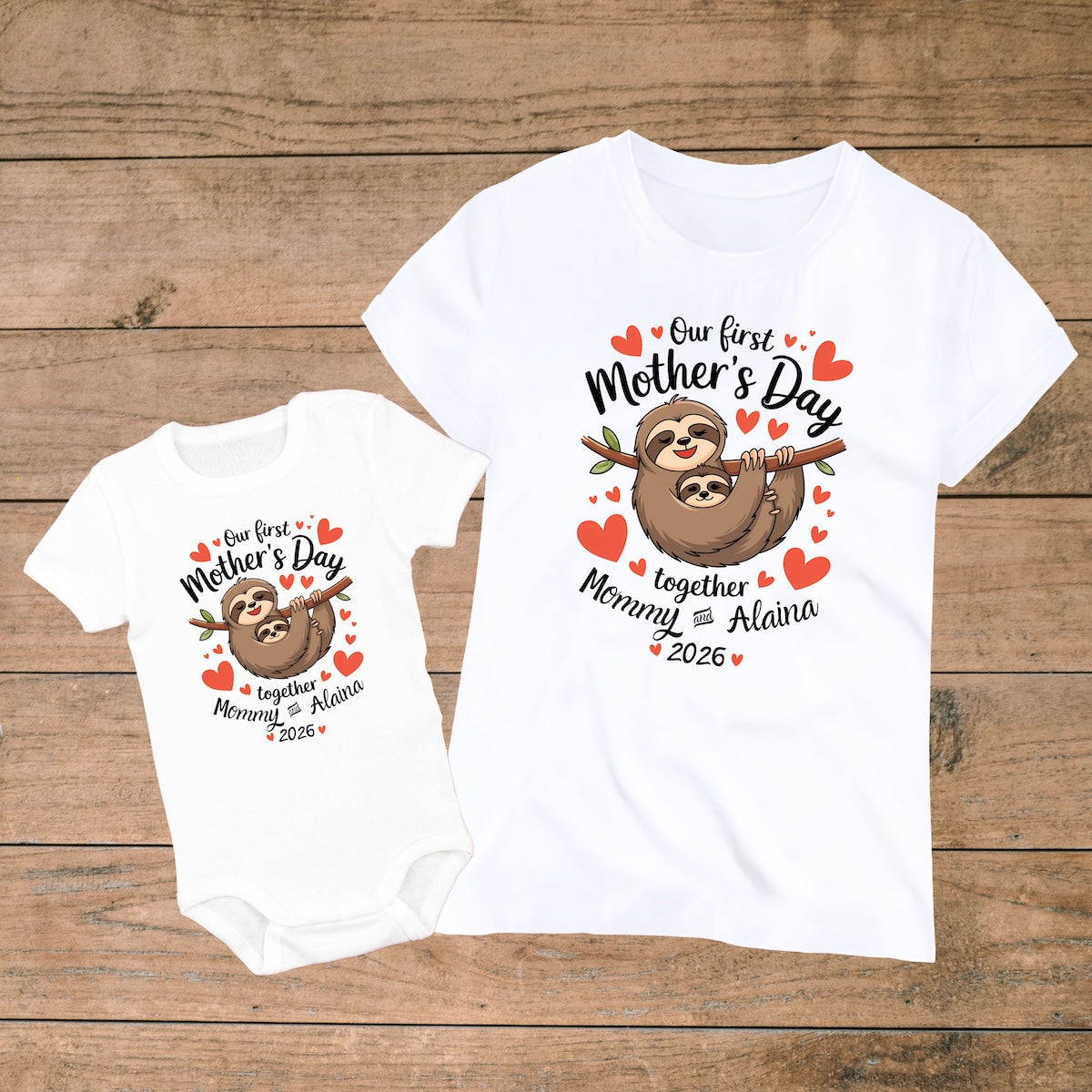 Our First Mother’s Day Mom and Baby Matching Sloth Set
