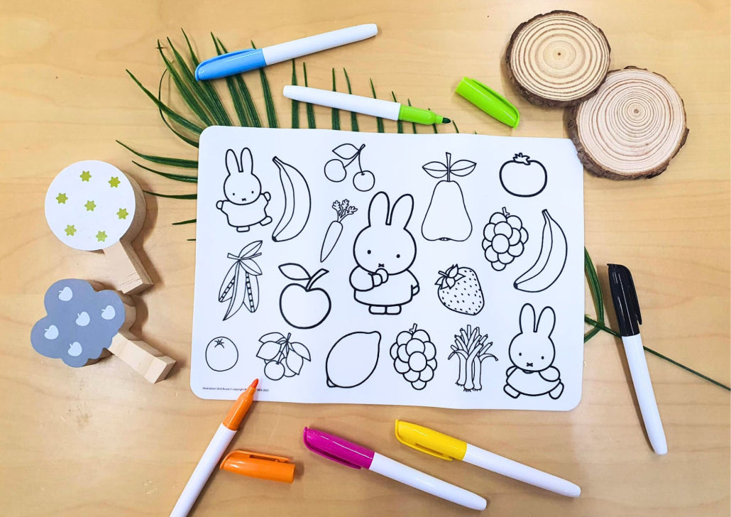 Miffy Reusable Coloring Mat with Fruits Design (20 x 28.5 cm)