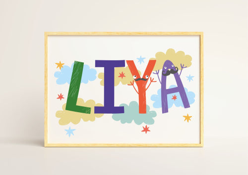 Personalized Baby Name Nursery Poster with Playful Letters