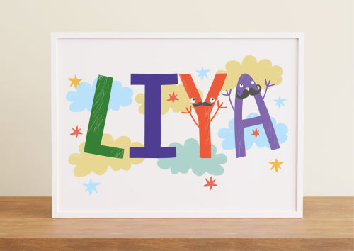 Personalized Baby Name Nursery Poster with Playful Letters