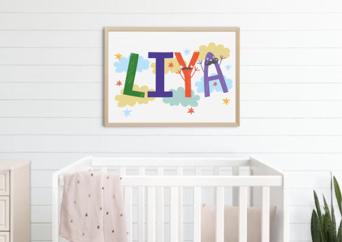 Personalized Baby Name Nursery Poster with Playful Letters