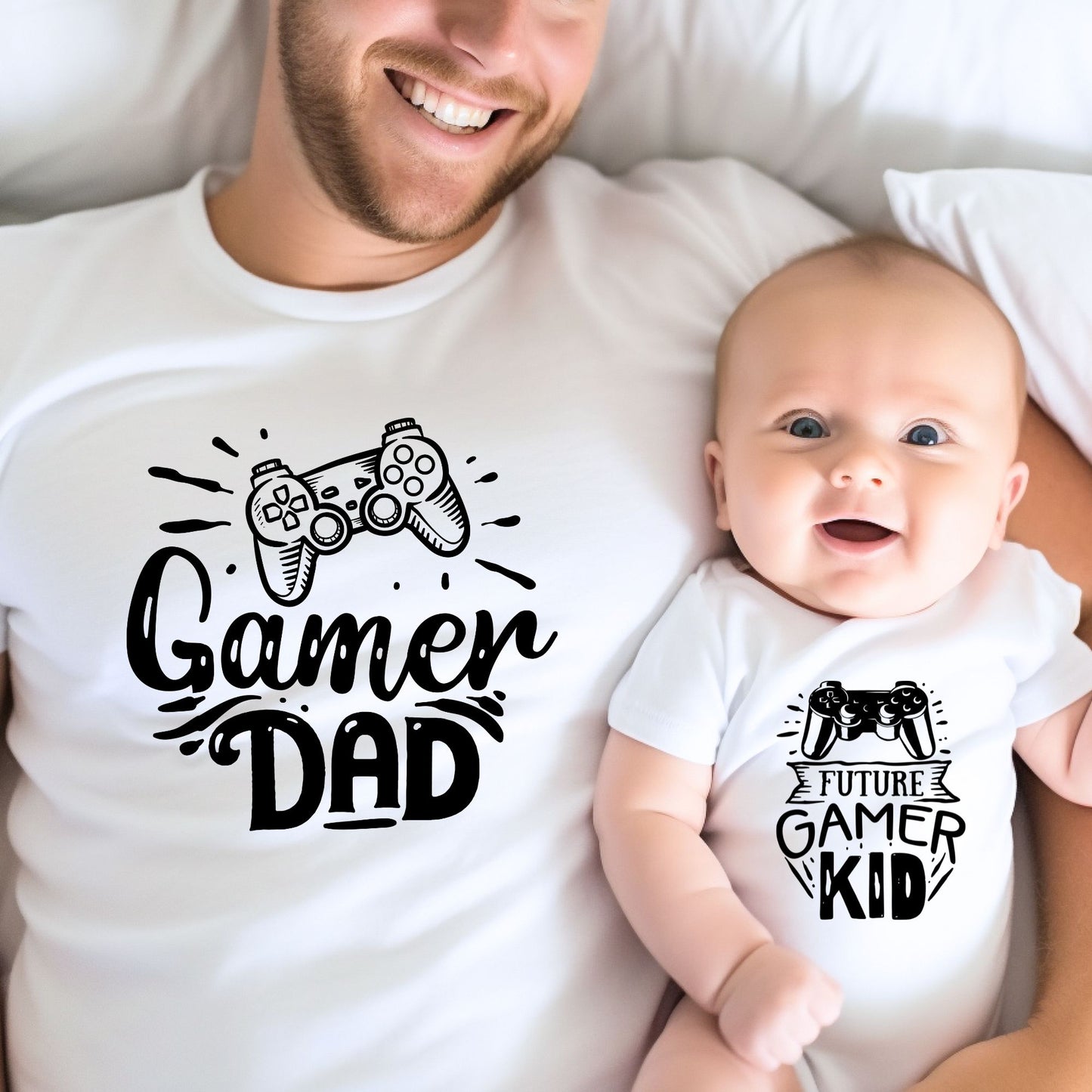 Gamer Dad & Gamer Kid - Dad and Baby Matching Outfits