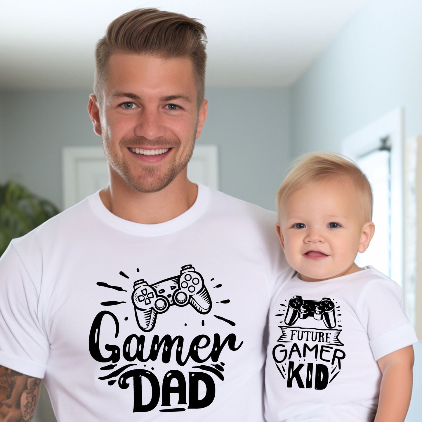 Gamer Dad & Gamer Kid - Dad and Baby Matching Outfits