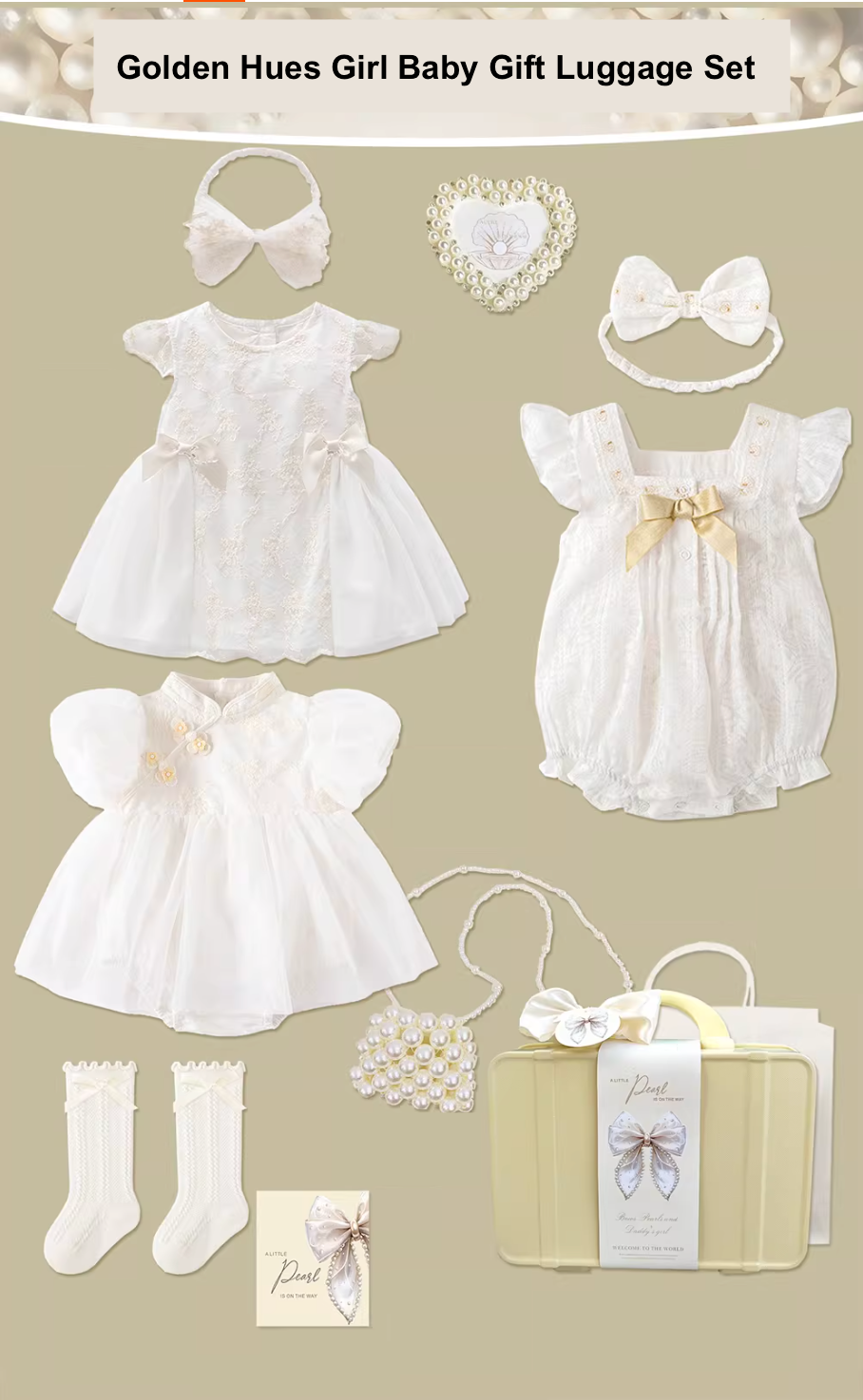 Golden Hues Baby Girl Gift Set Luggage - Best Baby Gift Singapore (3-6 Months)