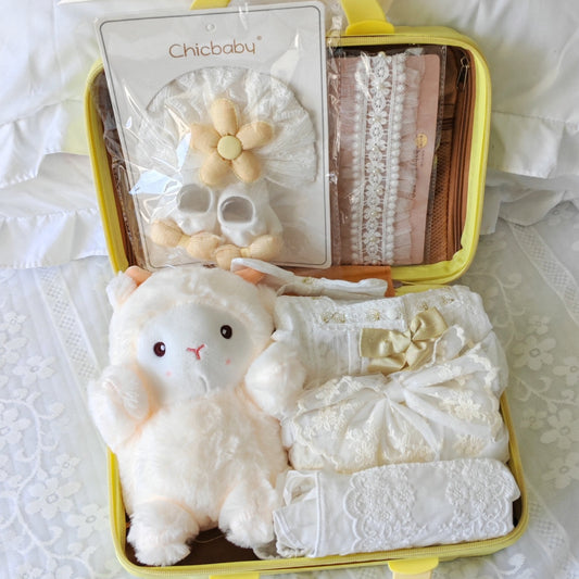 9 Pc Golden Bloom Baby Girl Luggage Gift Set 3-6 Months