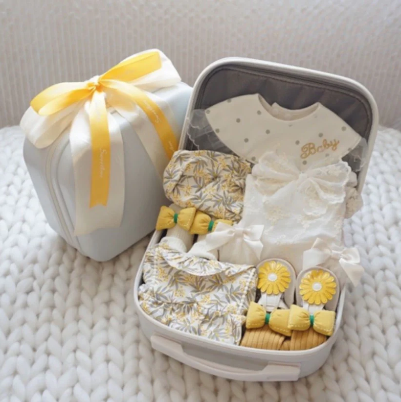 Sweet Yellow Baby Girl Luggage Birthday Gift Set 12-18 months