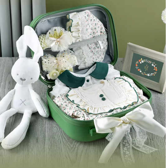 10pc Gorgeous Green Baby Girl Luggage - Baby Gift Singapore (3-6 Months)