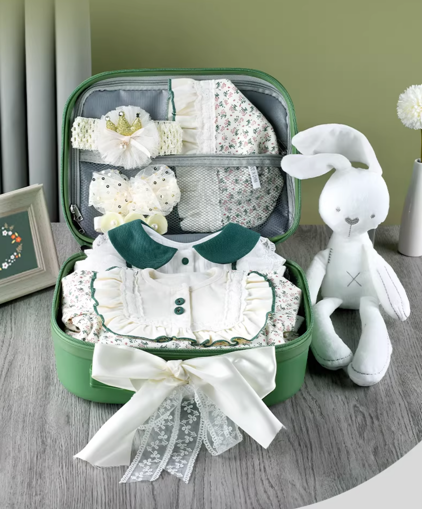 10pc Gorgeous Green Baby Girl Luggage - Baby Gift Singapore (3-6 Months)