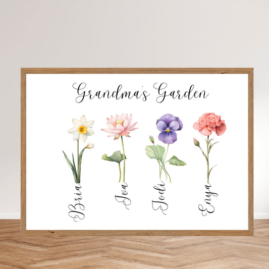 A3 Custom Birth Flower Poster - Gift for Grandma or Mom
