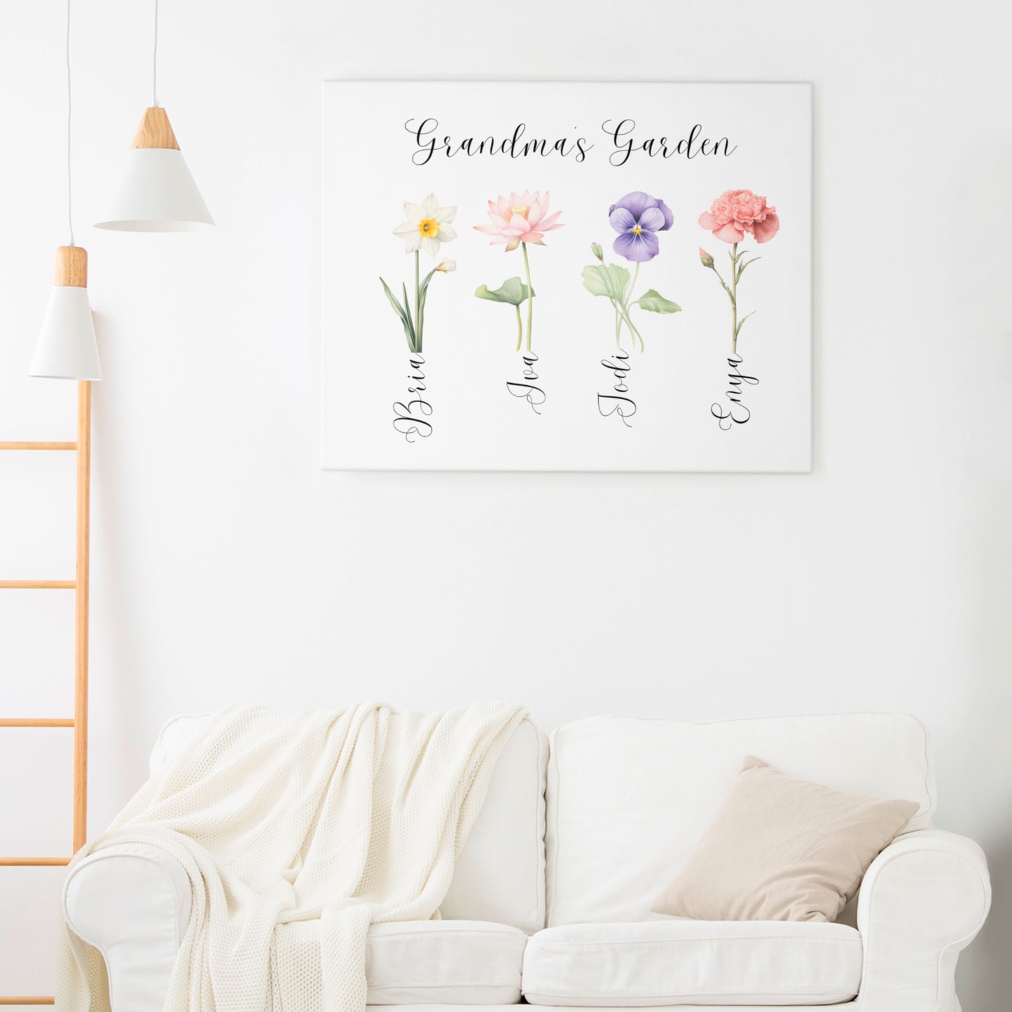 A3 Custom Birth Flower Poster - Gift for Grandma or Mom