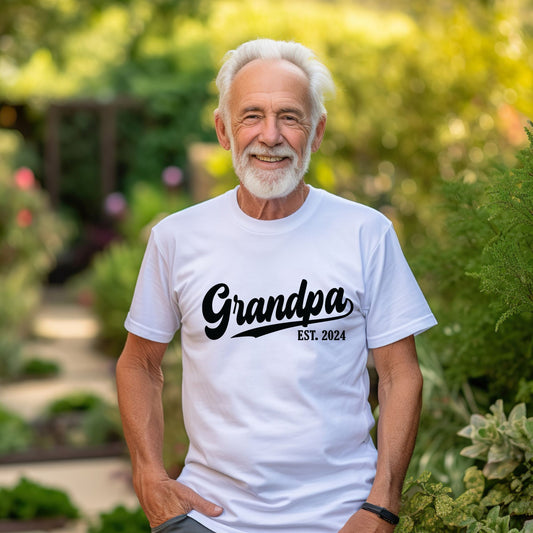 "Grandpa Est 2024" - Short Sleeved T-Shirt for Father's Day