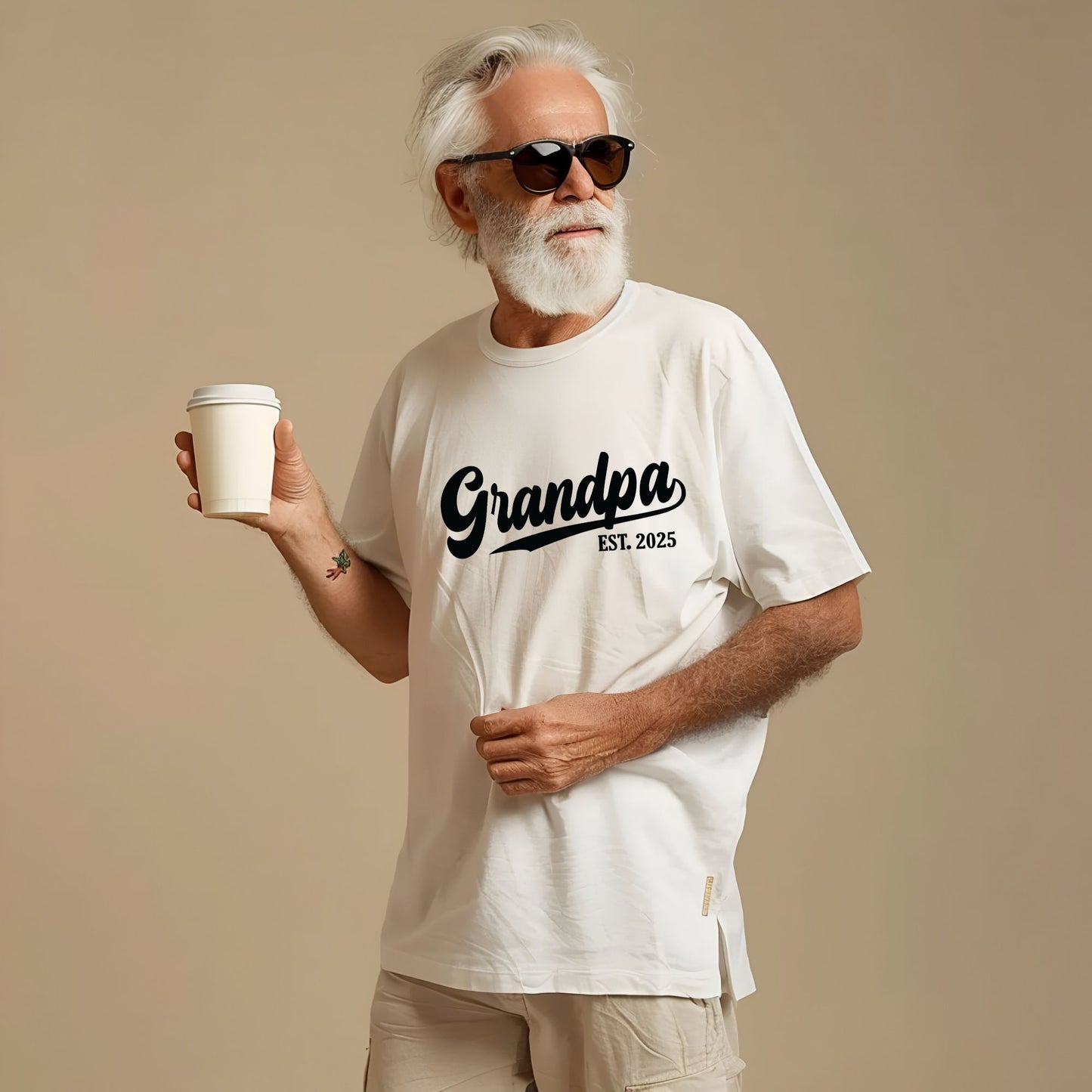 "Grandpa Est 2025" - Short Sleeved T-Shirt for Father's Day