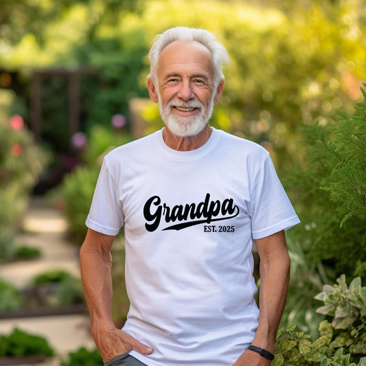 "Grandpa Est 2025" - Short Sleeved T-Shirt for Father's Day