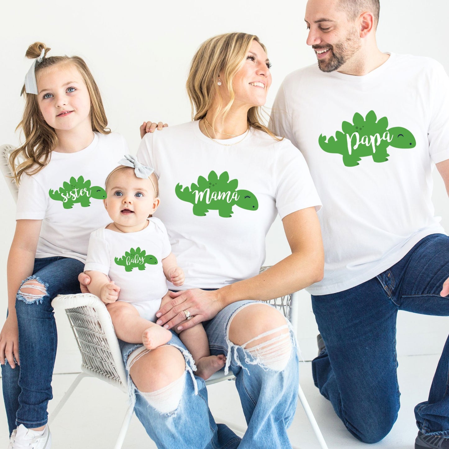 "Green Dinosaur" Matching Family Tee Shirts