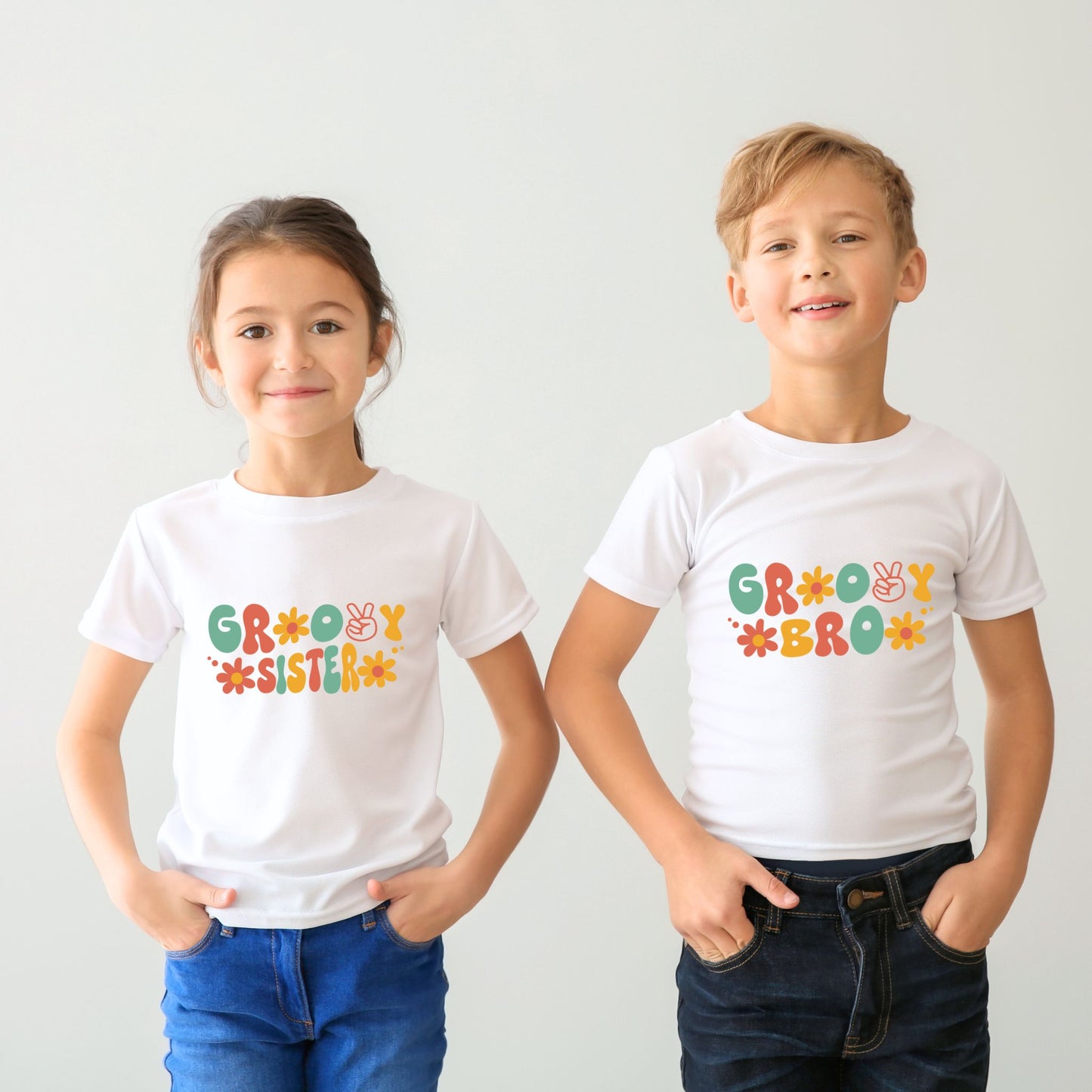 Groovy Vibes Family Matching T-Shirts & Baby Romper Set