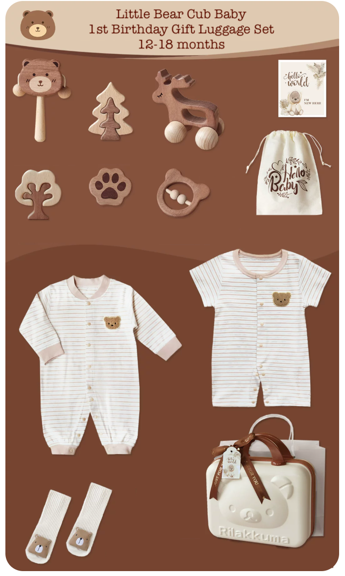 Little Bear Cub Baby 1st Birthday Gift Luggage Set 12-18 months
