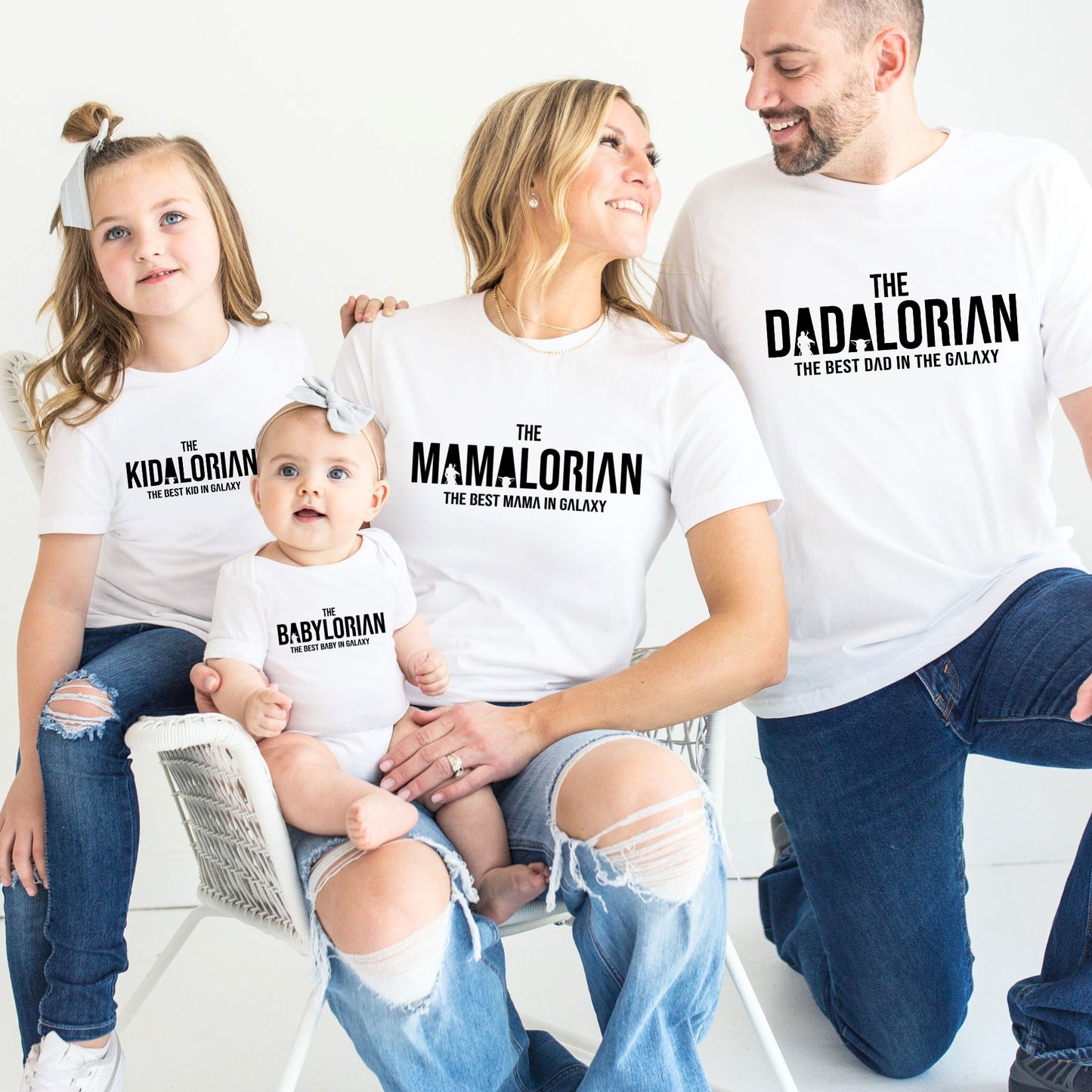 "Mandalorian" Matching Family Tees & Baby Romper Set