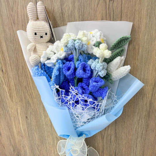 Miffy Blue Blossom Crochet Flower Bouquet