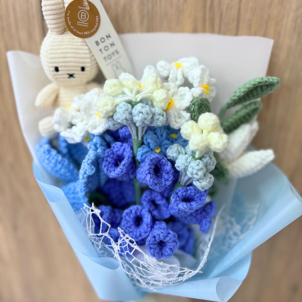 Miffy Blue Blossom Crochet Flower Bouquet