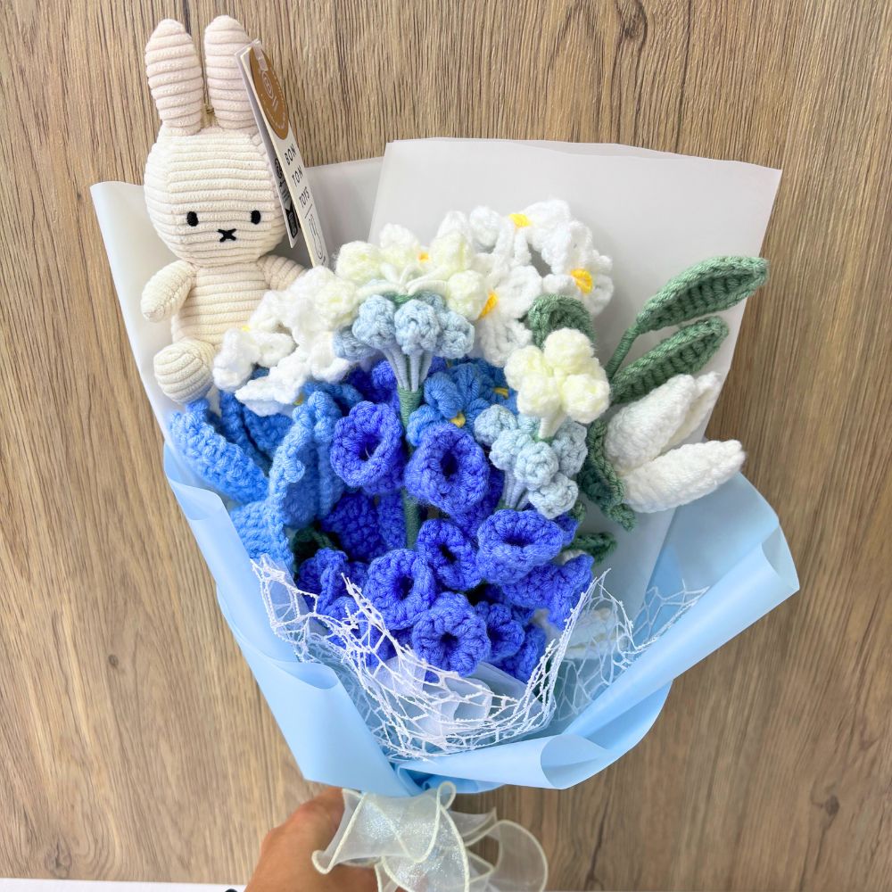 Miffy Blue Blossom Crochet Flower Bouquet