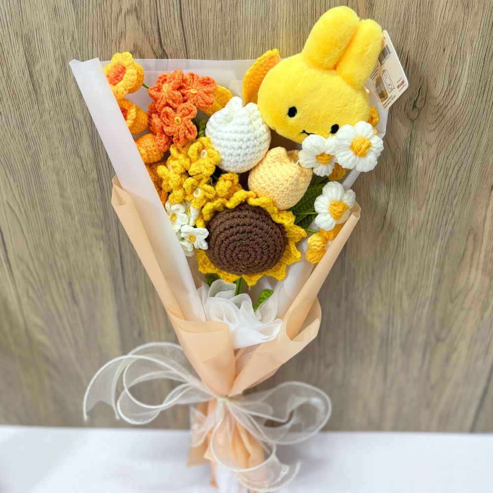 Crochet Sunflower & Miffy Flower Bouquet 🌻