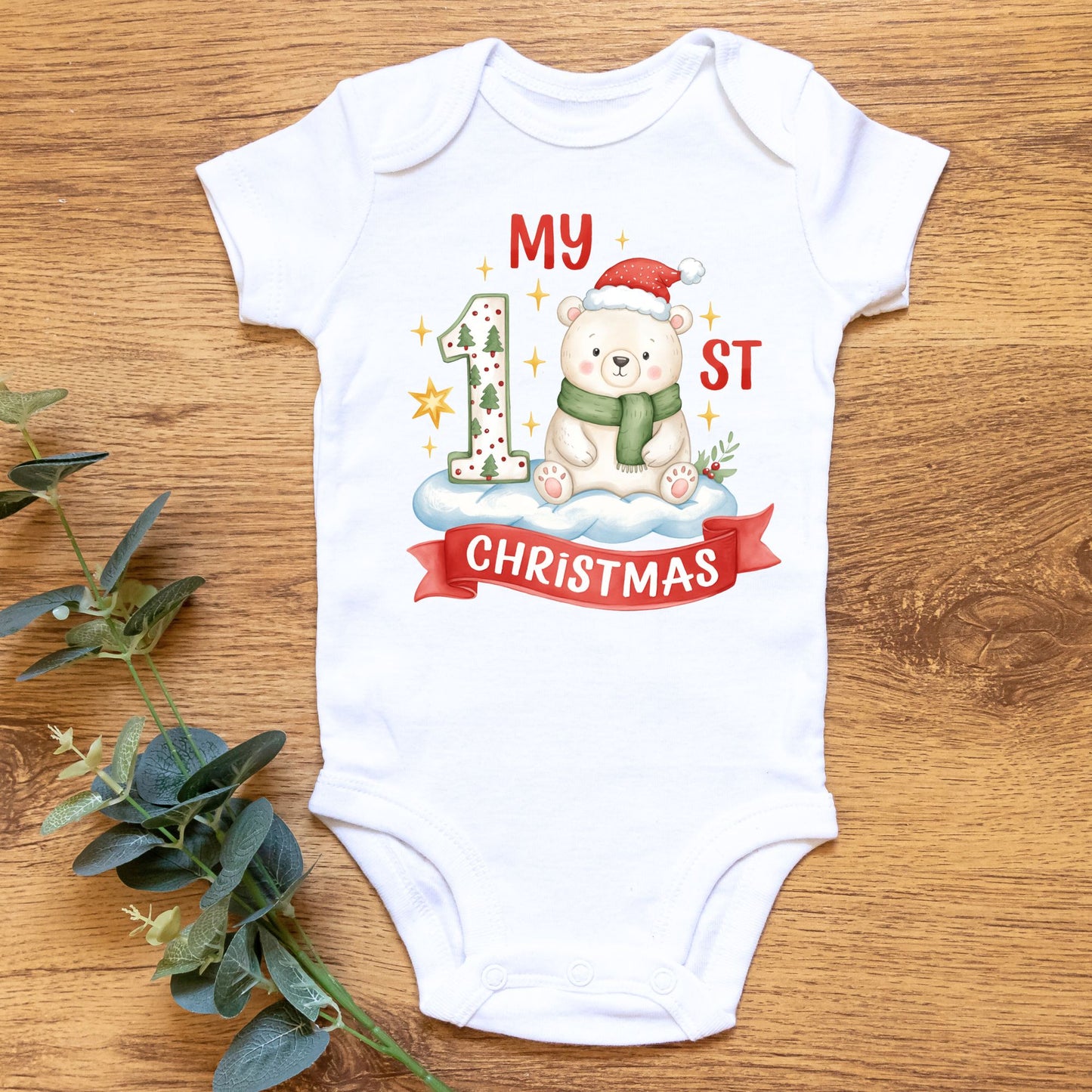My 1st Christmas Polar Bear Baby Onesie