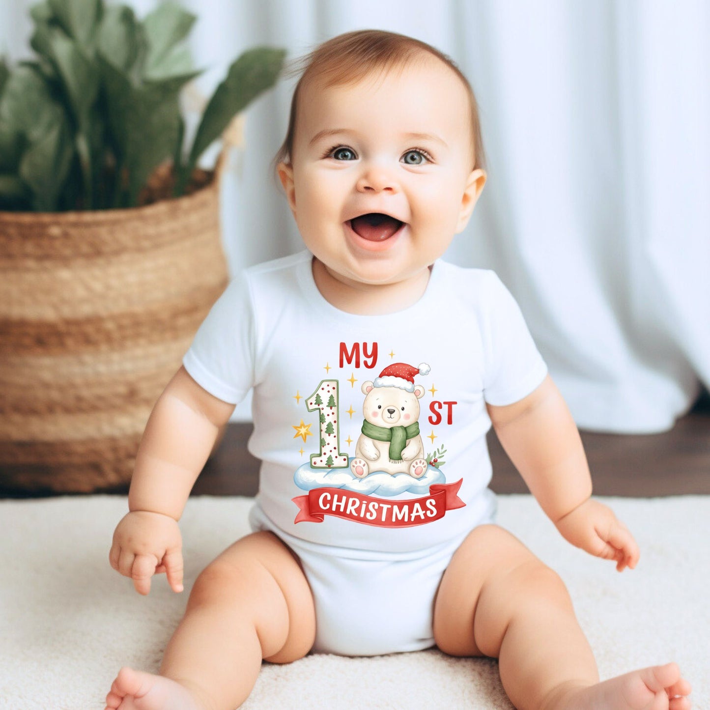 My 1st Christmas Polar Bear Baby Onesie