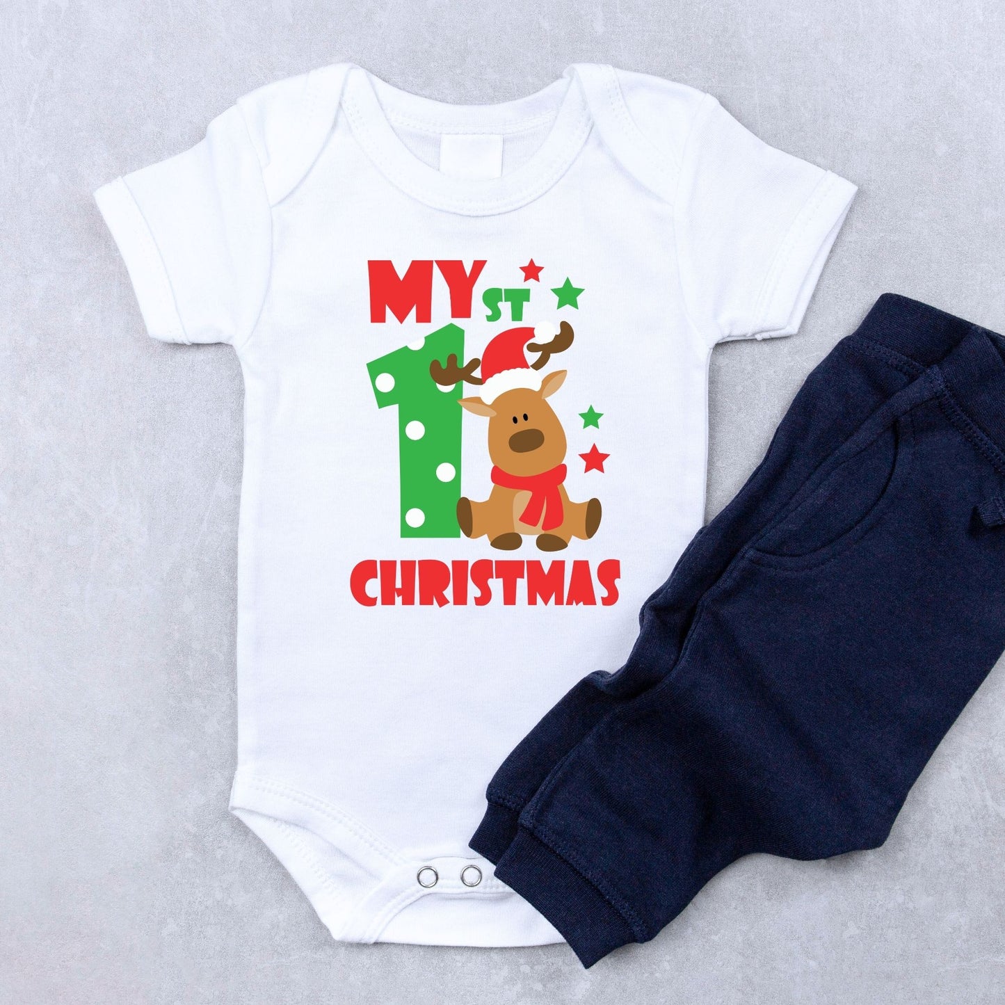 My 1st Christmas Reindeer Baby Onesie