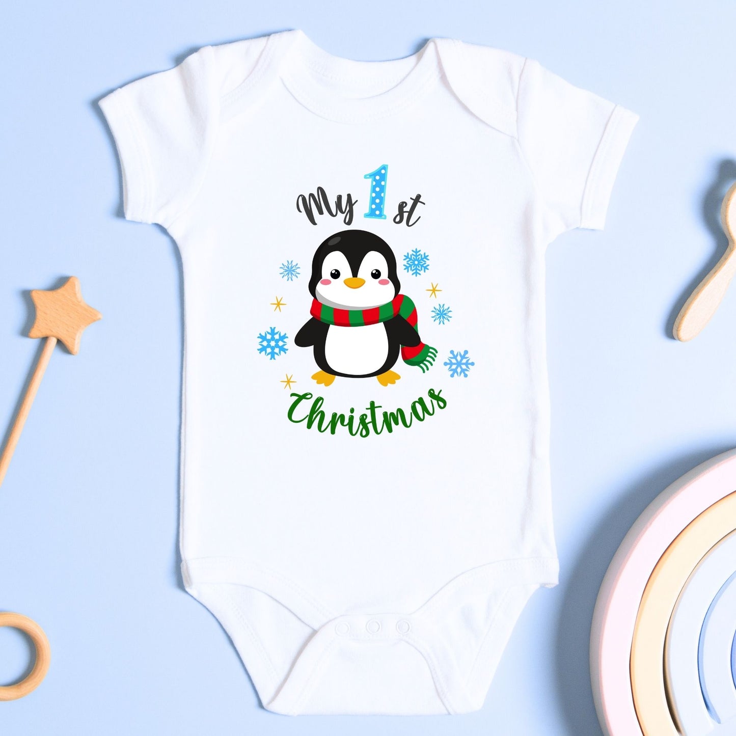 My 1st Christmas Penguin Baby Onesie