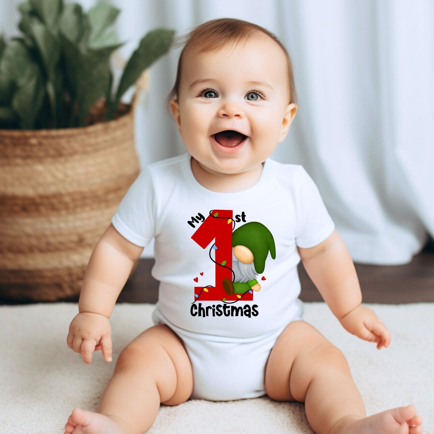 My 1st Christmas Gnome Baby Onesie