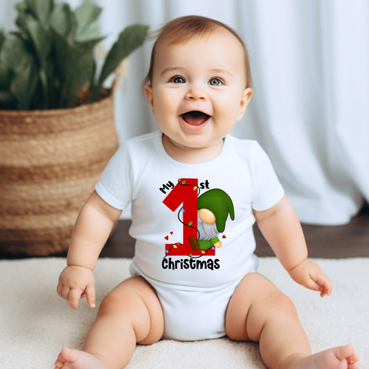 My 1st Christmas Gnome Baby Onesie