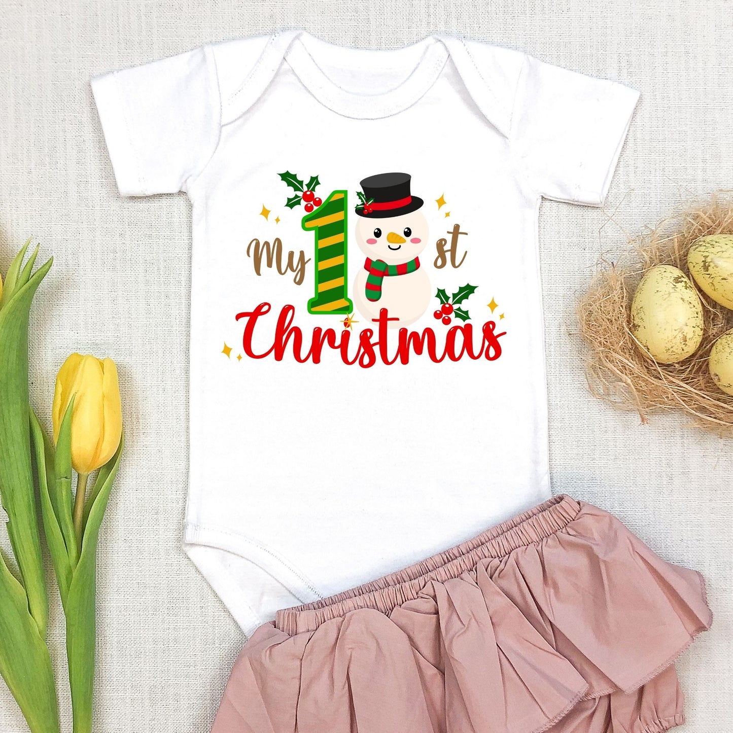 My First Christmas Snowman Baby Romper