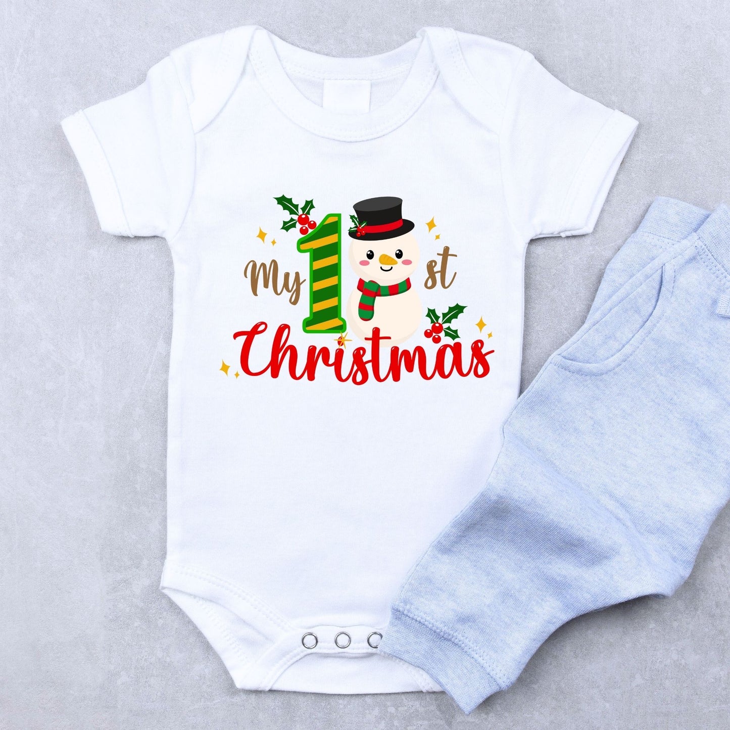 My First Christmas Snowman Baby Romper