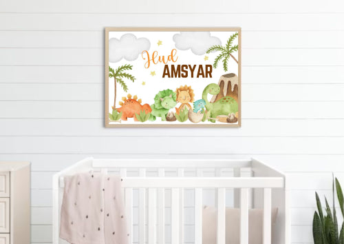 Custom Name Dinosaur Newborn Room Decor for Nursery