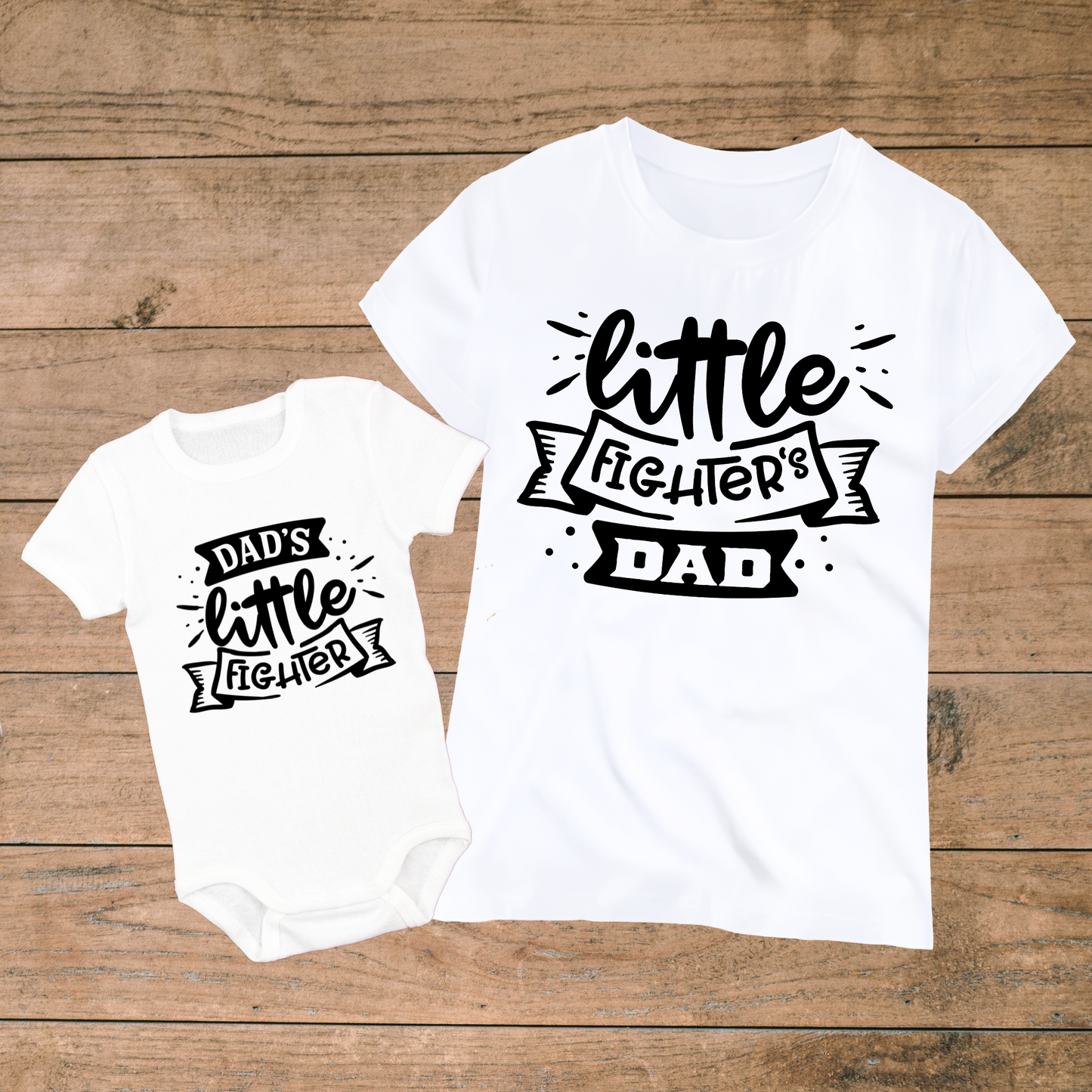 Our Little Fighter, Our Big Hero - Matching Dad and Baby Outfits