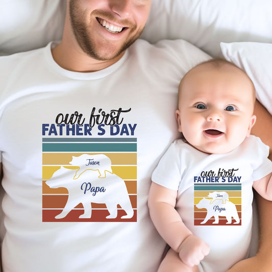 Our First Father's Day - Personalized Daddy and Baby Matching Outfits