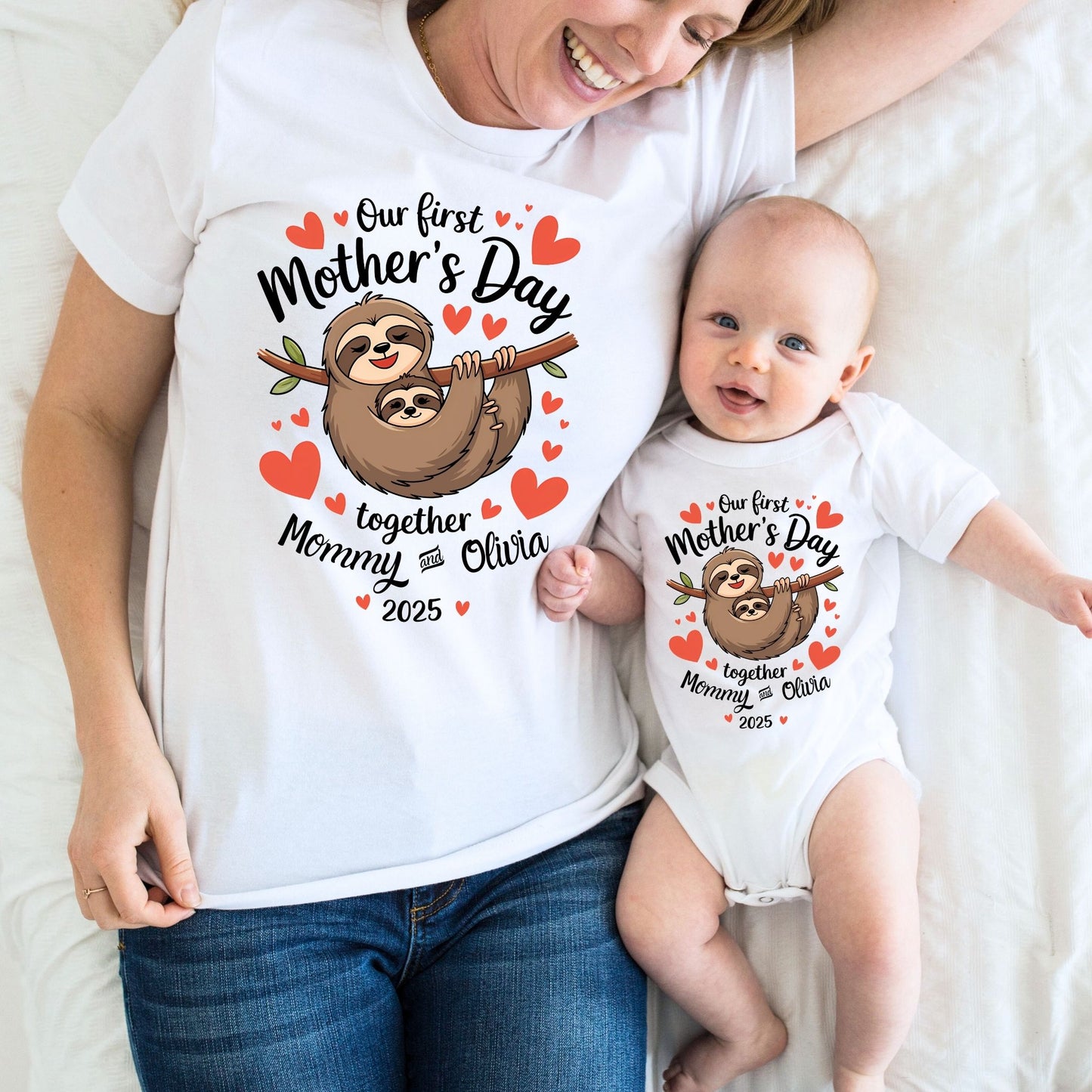 Our First Mother’s Day Mom and Baby Matching Sloth Set