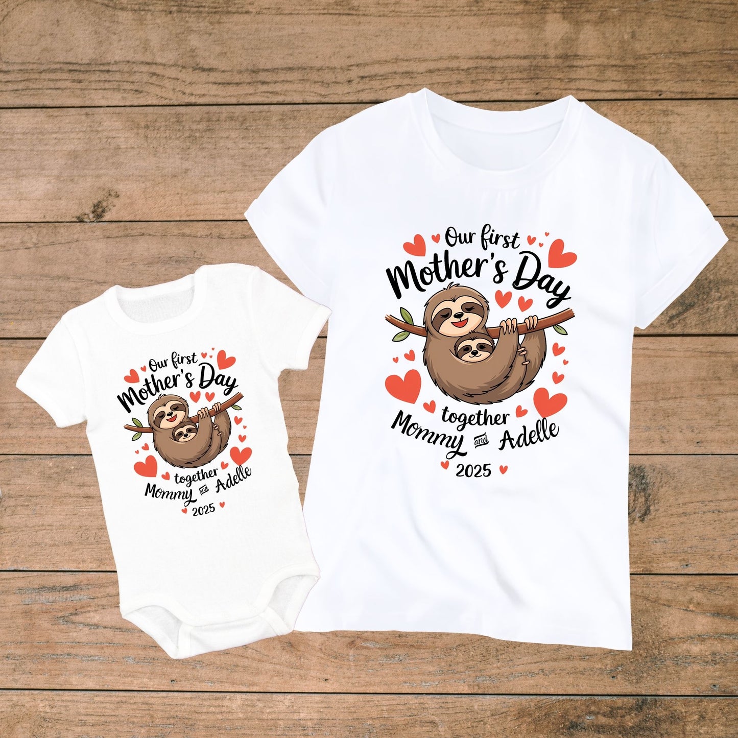 Our First Mother’s Day Mom and Baby Matching Sloth Set