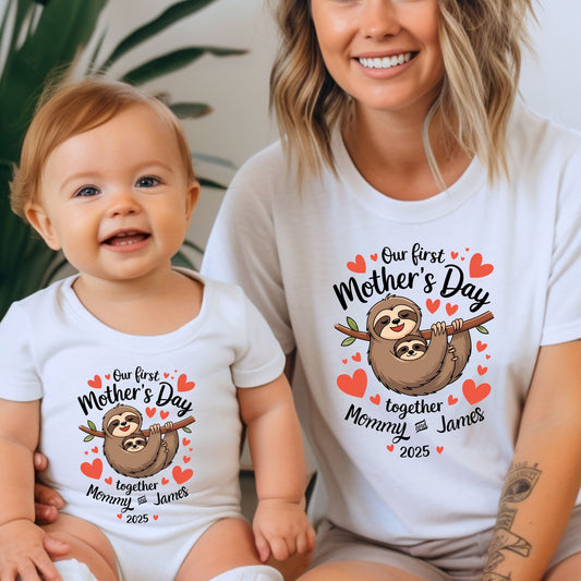 Our First Mother’s Day Mom and Baby Matching Sloth Set