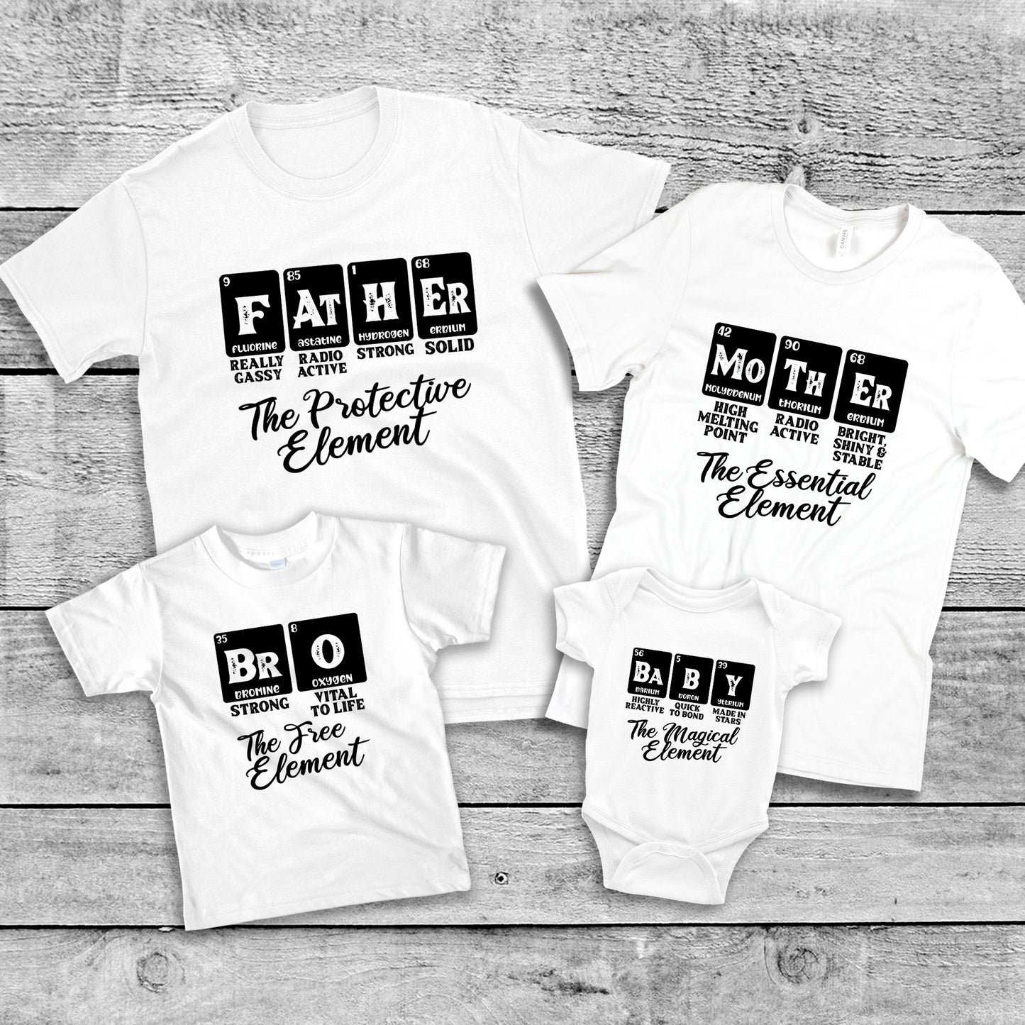 Periodic Elements Family Matching T-Shirts & Baby Romper