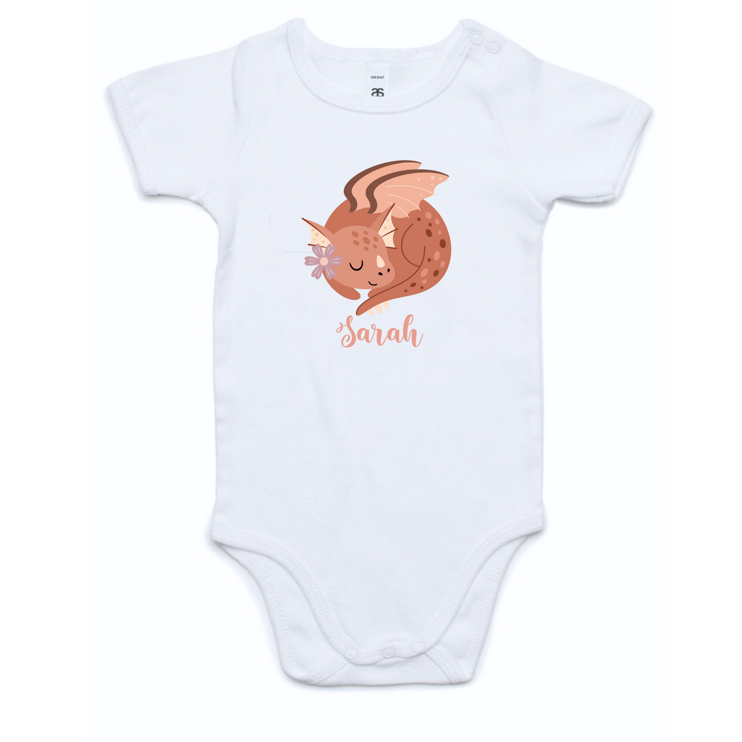 Personalized Sleeping Dragon Onesie for Baby Girls