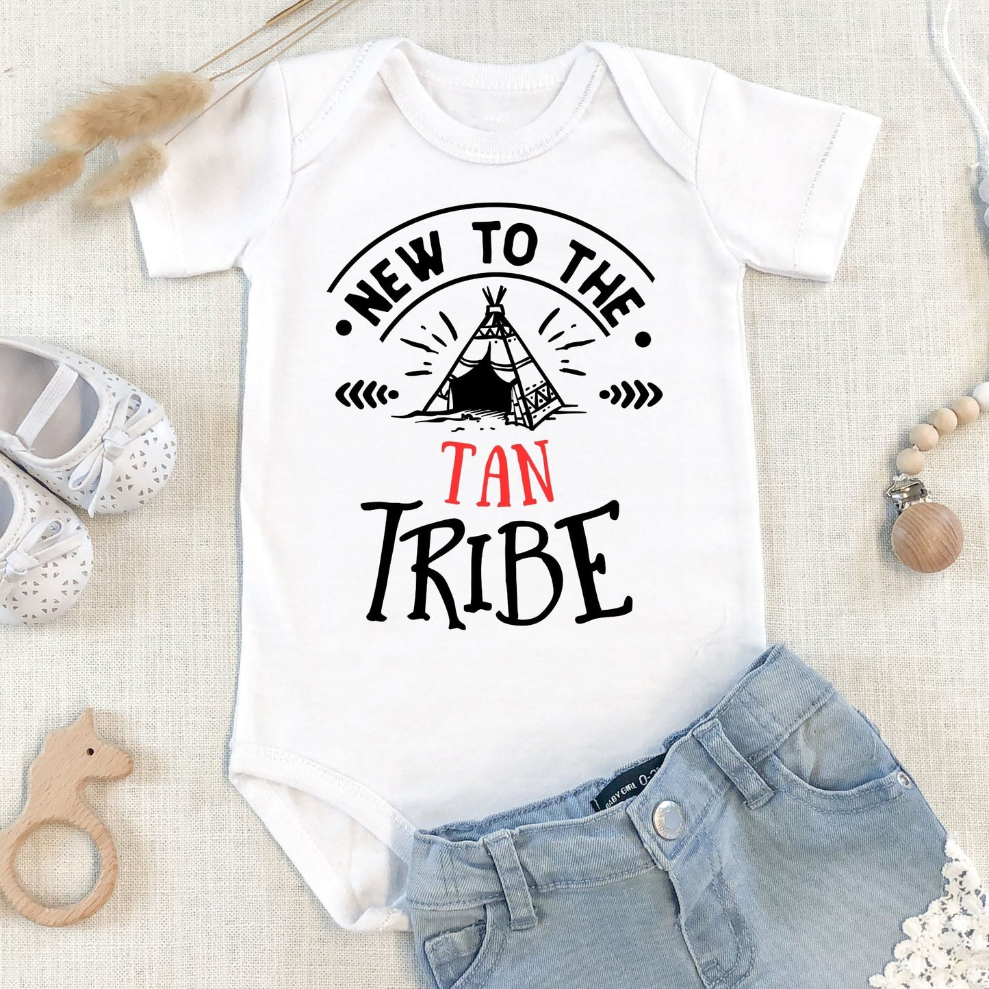 Personalized Name "New To The Tribe" Baby Romper