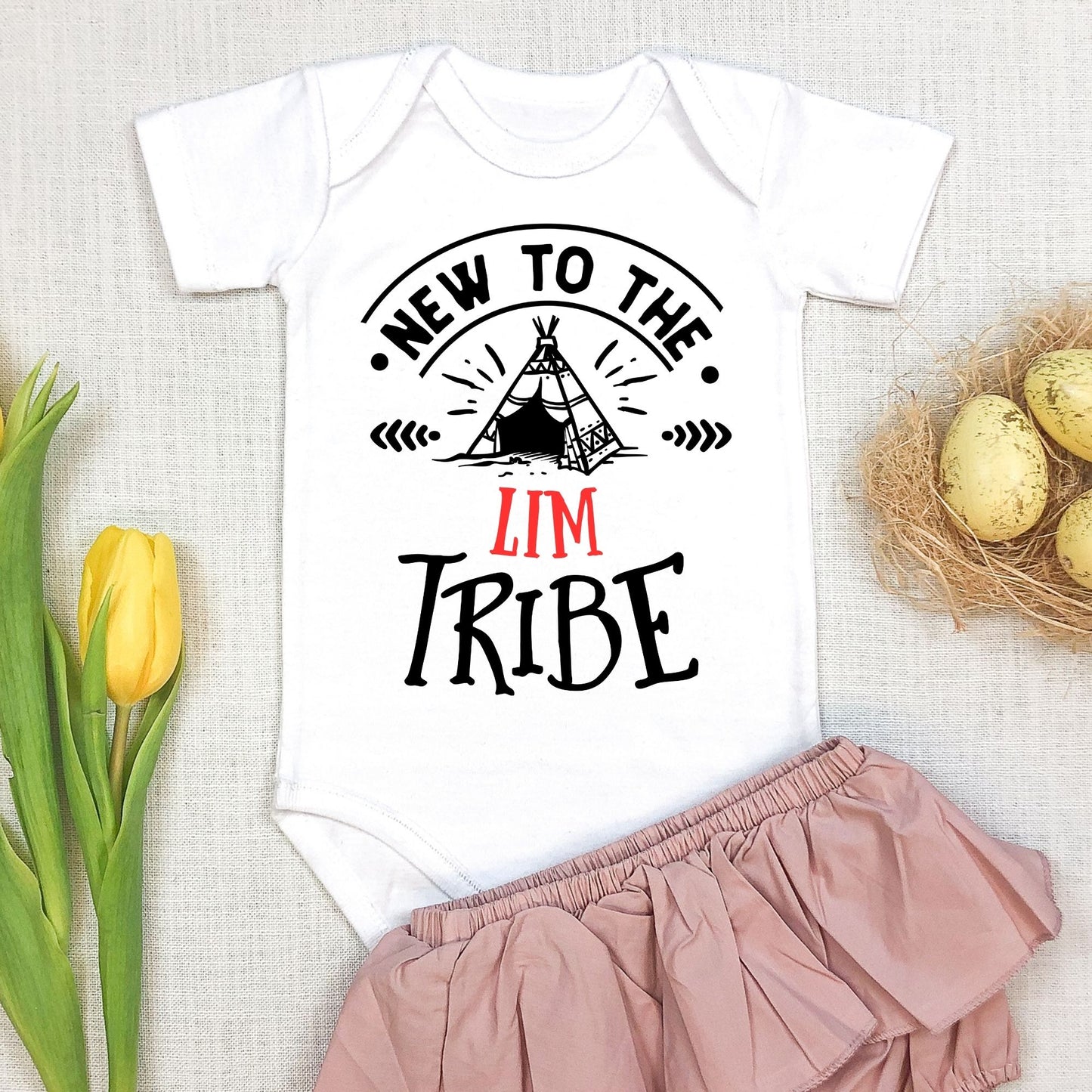 Personalized Name "New To The Tribe" Baby Romper