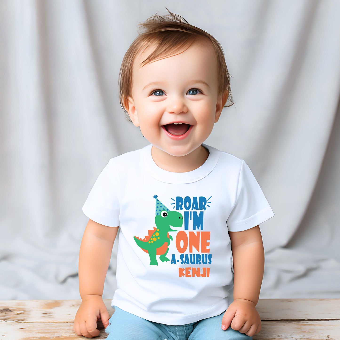 Personalized "Dino First Birthday" Baby Romper