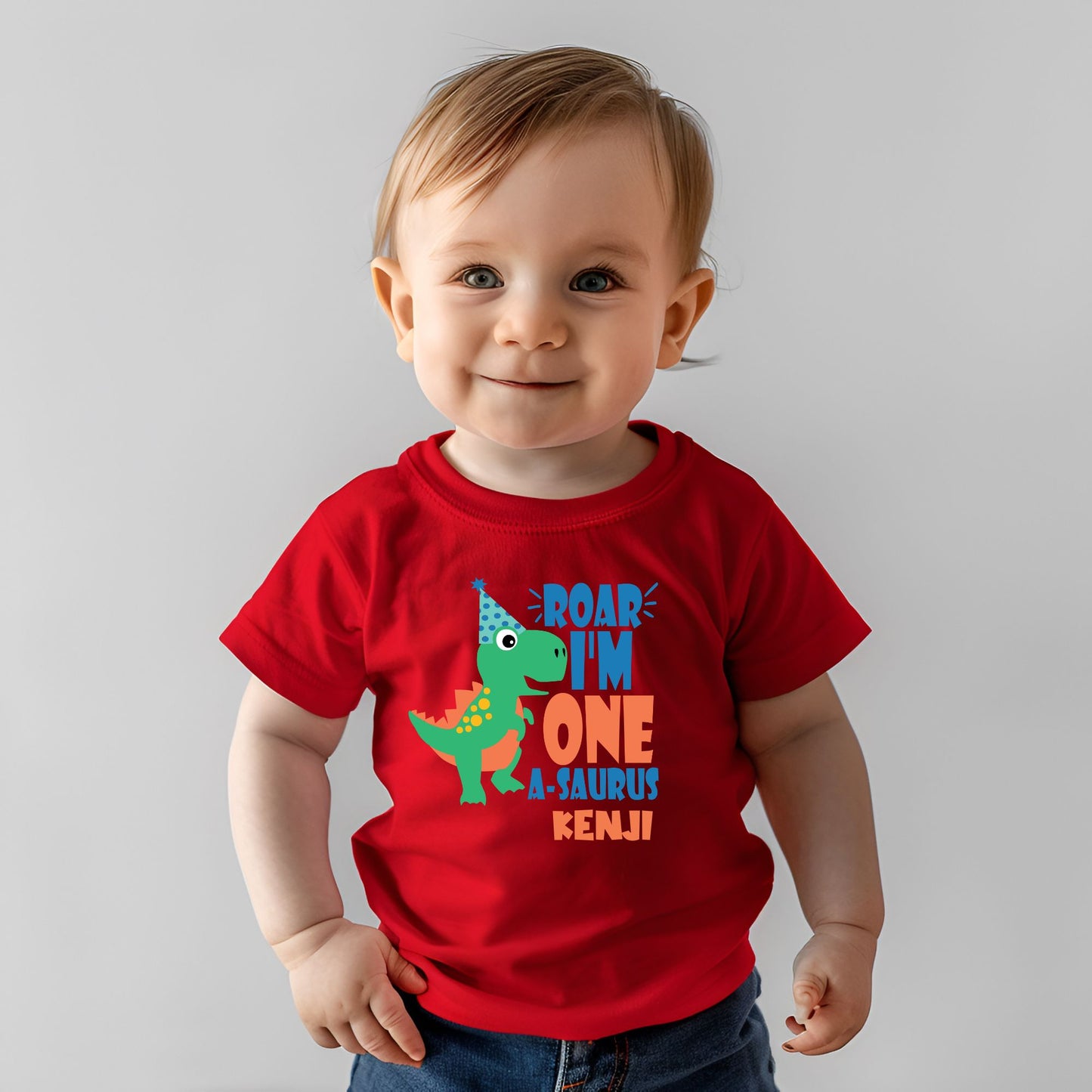 Personalized "Dino First Birthday" Baby Romper