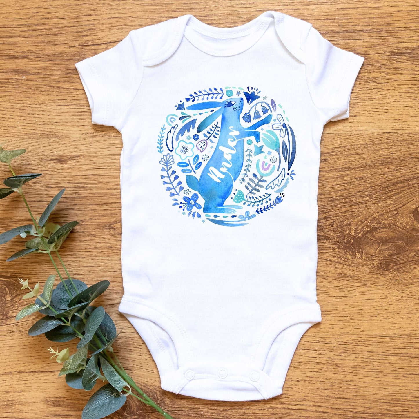 Personalized "Blue Bunny" Baby Romper