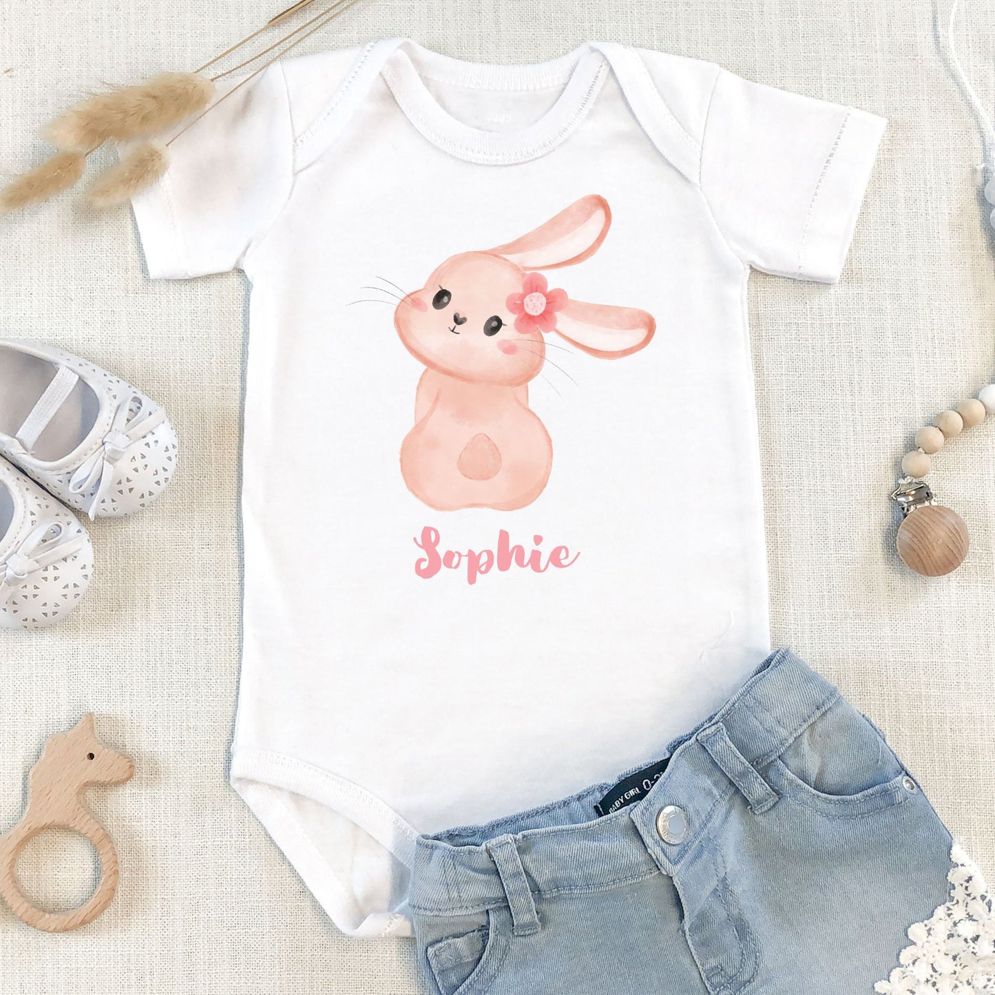 Personalized "Bunny Love" Baby Romper