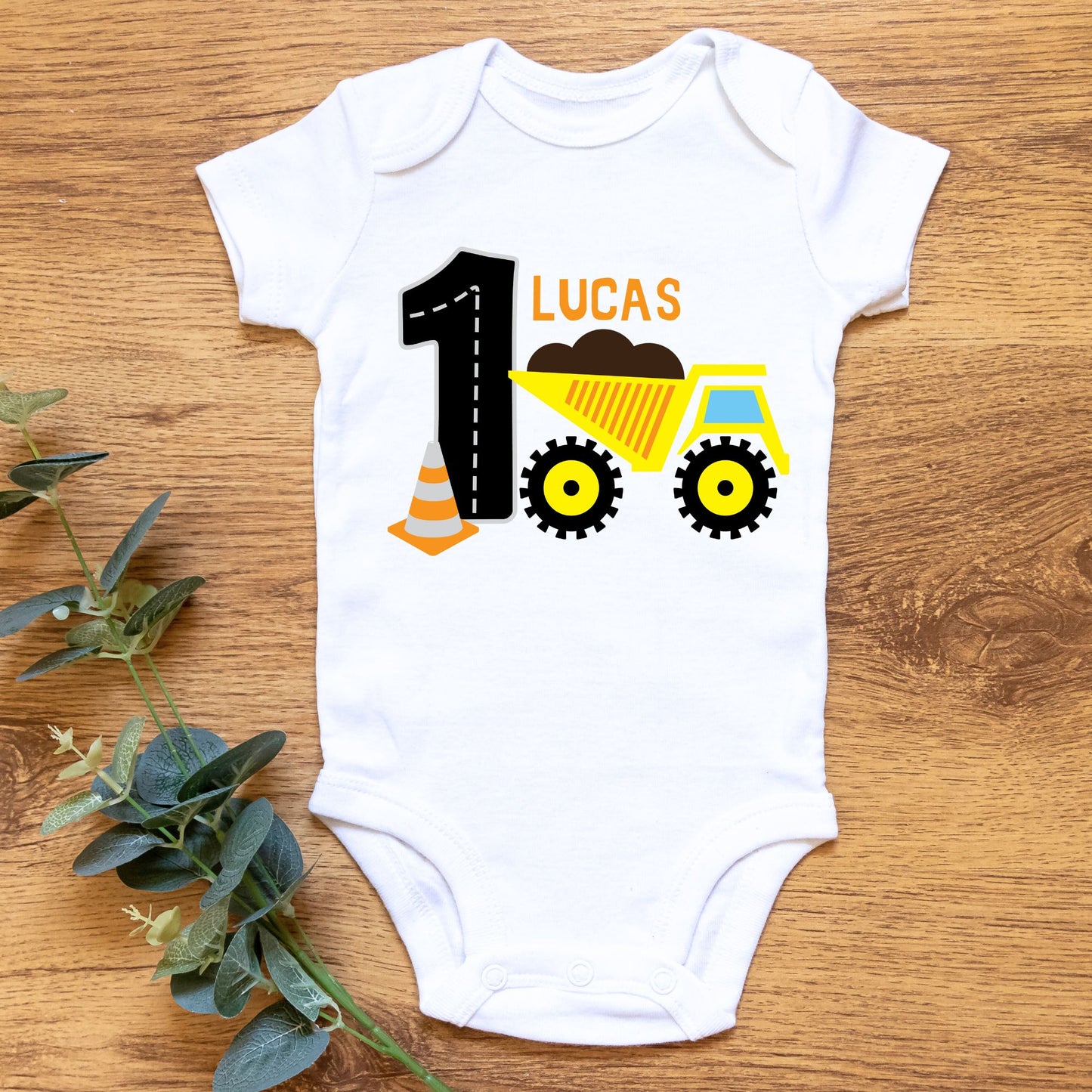 Personalized "Dump Truck" Birthday Romper / T-Shirt