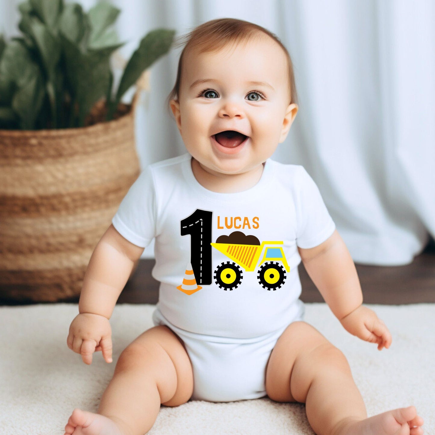 Personalized "Dump Truck" Birthday Romper / T-Shirt