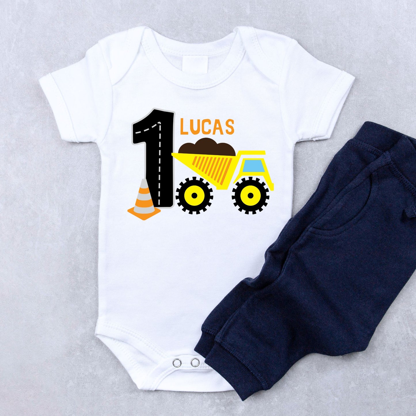 Personalized "Dump Truck" Birthday Romper / T-Shirt